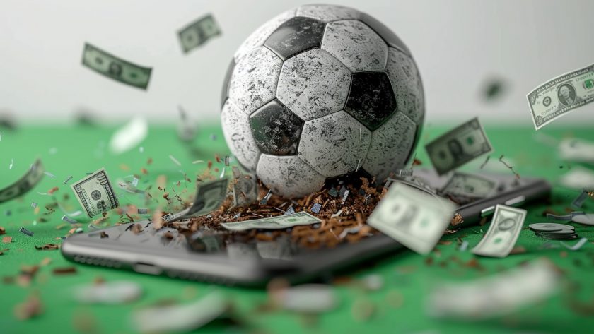 A soccer ball with money