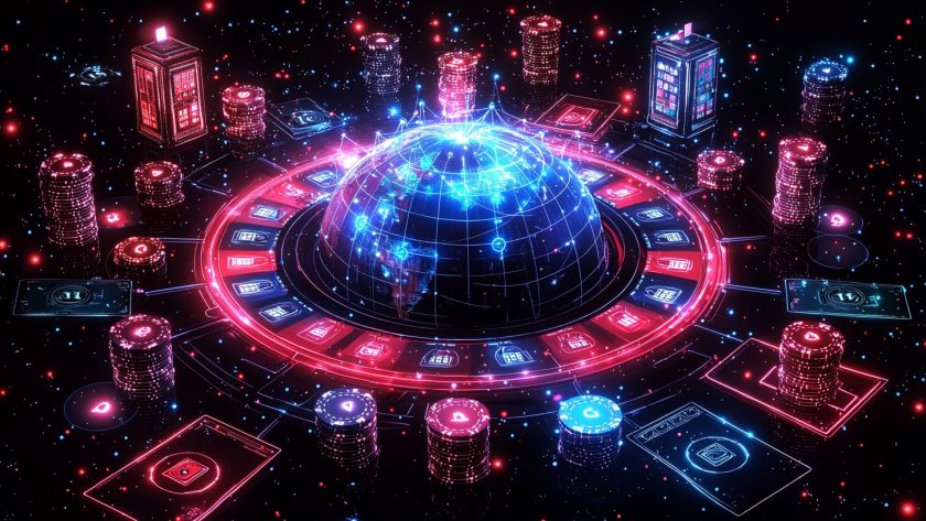Digital globe with casino elements