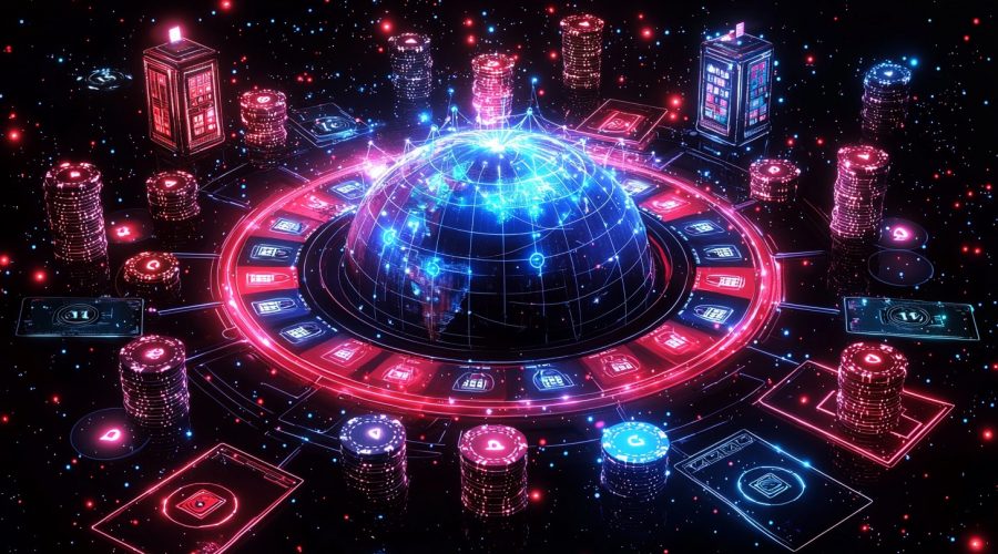 Digital globe with casino elements